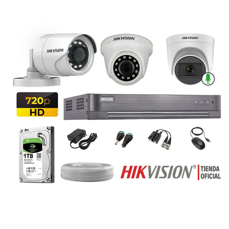 Kit 3 Cámaras Seguridad Hd Disco 1TB 1 Cámara Micrófono