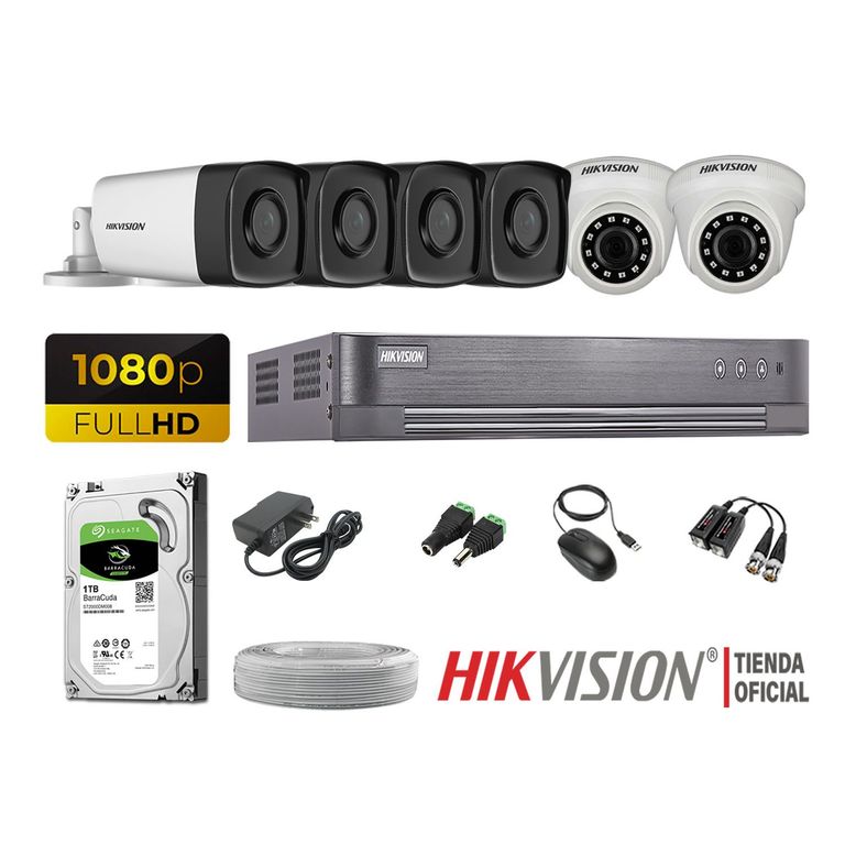 KIT 6 CÁMARAS SEGURIDAD IT3F FULL HD 1TB MAYOR ALCANCE P2P