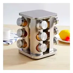 OEM - Condimentero de Vidrio con Base Metálica 12 Frascos