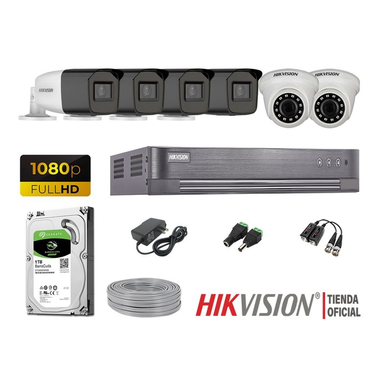 Kit 6 Cámaras Seguridad Full Hd 1Tb Mayor Alcance Varifocal