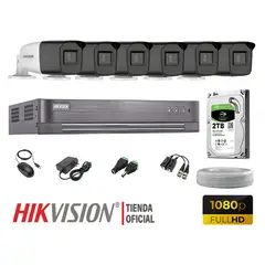 HIKVISION - KIT 6 CÁMARAS SEGURIDAD VARIFOCAL EXTERIOR FULL HD 2TB P2P