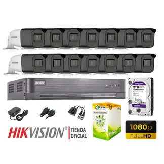 HIKVISION - KIT 14 CÁMARAS SEGURIDAD EXTERIOR VARIFOCAL FULL HD 2TB WD