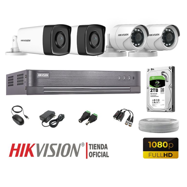 KIT 4 CÁMARAS SEGURIDAD EXTERIOR IT3F FULL HD DISCO 2TB WD