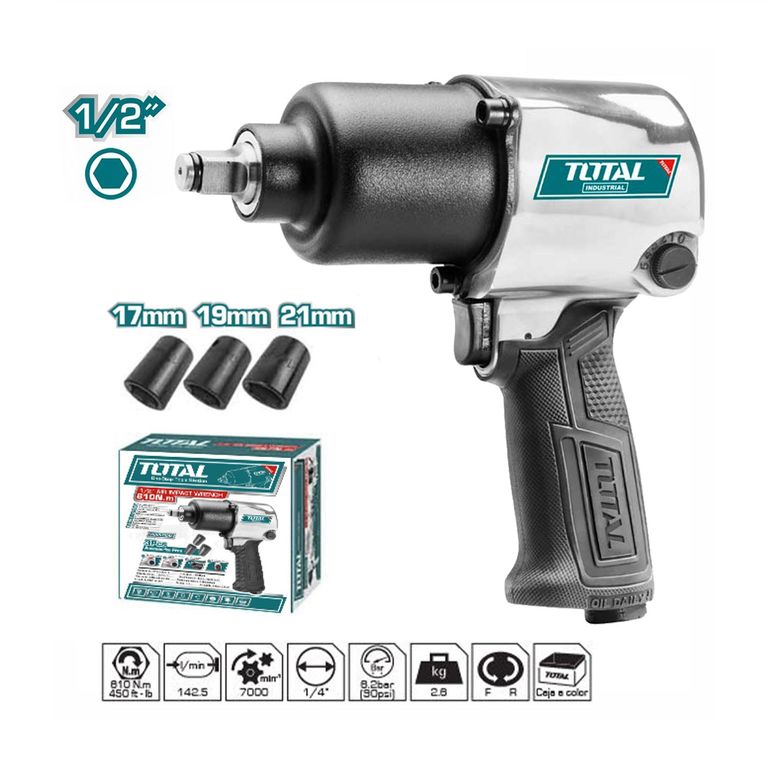 LLAVE DE IMPACTO NEUMATICA 12 610NM AUTO CAMIONES TOTAL - TAT40122