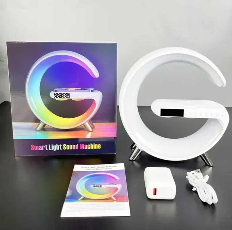 Lampara LED con Reloj Despertador Radio Bluetooth Cargador