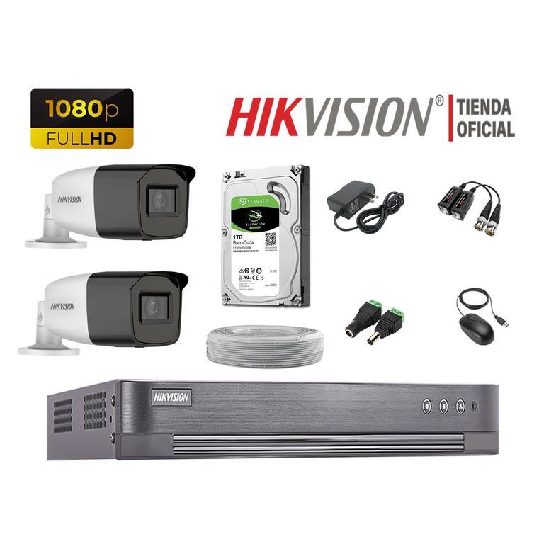 KIT 2 CÁMARAS SEGURIDAD VARIFOCAL EXTERIOR FULL HD 1TB P2P