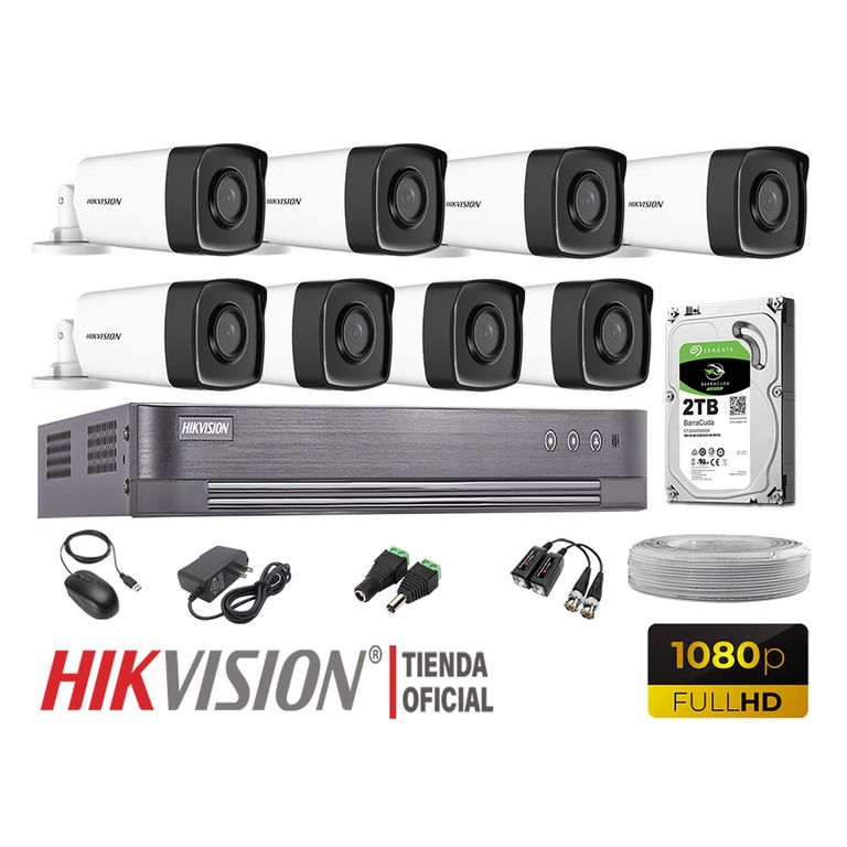 KIT 8 CÁMARAS SEGURIDAD IT3F EXTERIOR FULL HD DISCO 2TB WD