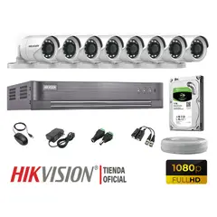 HIKVISION - KIT 8 CÁMARAS SEGURIDAD EXTERIOR FULL HD 1080P + DISCO 1TB