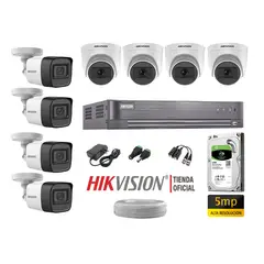 HIKVISION - KIT 8 CÁMARAS SEGURIDAD 5MP + DISCO 2TB COMPLETO