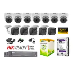 HIKVISION - KIT 12 CÁMARAS SEGURIDAD 5MP + DISCO 2TB COMPLETO