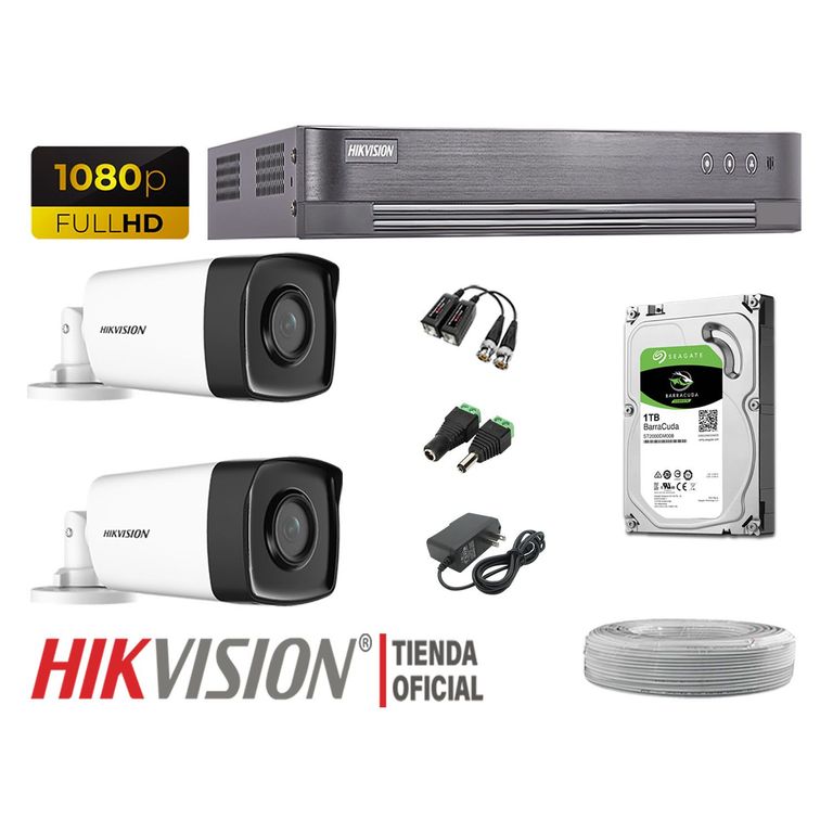 KIT 2 CÁMARAS SEGURIDAD IT3F EXTERIOR FULL HD DISCO 1TB P2P
