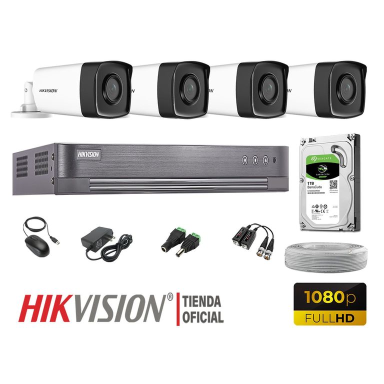 KIT 4 CÁMARAS SEGURIDAD IT3F EXTERIOR FULL HD DISCO 1TB WD