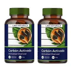 LIMA NATURALS - Pack 02 Frascos Carbon Activado 100 Capsulas