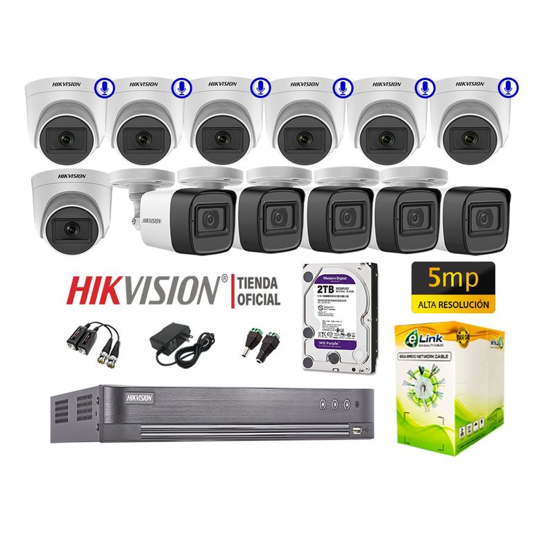 Kit 12 Cámaras Seguridad 5Mp 06 Camaras Audio Incorporado