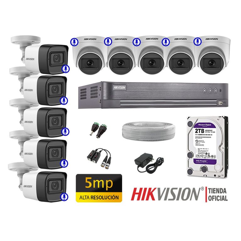 Cámaras Seguridad Kit 10 Audio Incorporado 5Mp Completo P2P