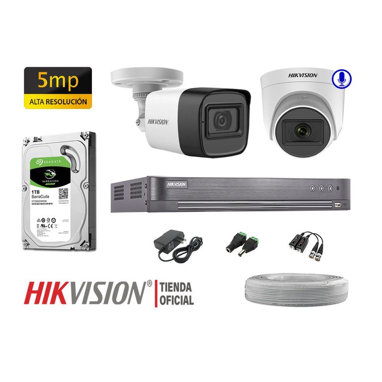 Cámaras Seguridad Kit 2 5Mp 01 Camara Audio Incorporado P2P