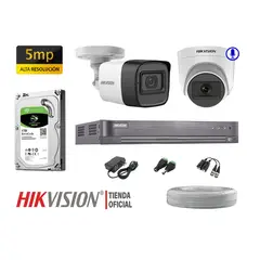 HIKVISION - Cámaras Seguridad Kit 2 5Mp 01 Camara Audio Incorporado P2P