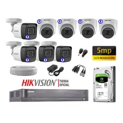 HIKVISION - Kit 8 Cámaras Seguridad Audio Incorporado 5Mp Completo