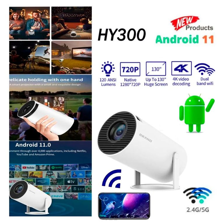 Proyector Android 11 Calidad Profesional Ajustable 360 LED