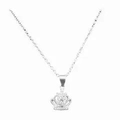 GENERICO - Collar Mujer Corona Plata 950 Circón Suizo Color Blanco