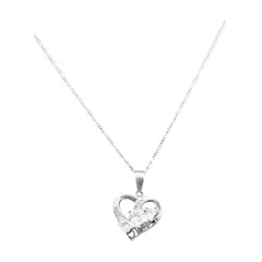 GENERICO - Collar Mujer Corazon Plata 950 Circón Suizo Color Blanco