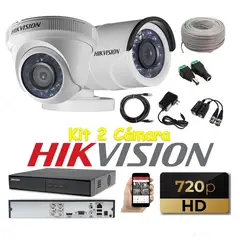 HIKVISION - Kit 2 Cámaras Seguridad HD + Cable