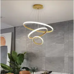 GENERICO - Lampara colgante led 3 aros regulables incluye control remoto