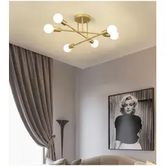 GENERICO - Lámpara colgante modelo araña color dorado - Incluye seis bombillas