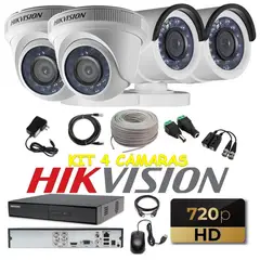 HIKVISION - Kit 4 Cámaras Seguridad HD + Cable
