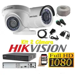 HIKVISION - Kit 2 Cámaras Seguridad FULLHD + Cable