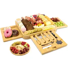 KOTIINI - Set tablas de queso y fiambre con cuchillos bambú