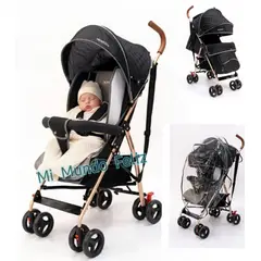BABY HAPPY - Coche Baston para Bebe de Paseo Plegable Black 2025