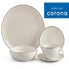 CORONA - Juego de Vajilla Harmony plateado 16 piezas