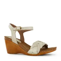 ECCO - Sandalias Taco Cuña Mujer Sofi33 Champagne Cuero Folia