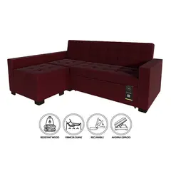 BARAKA HOME - Sofá Cama Multifuncional Kavala 3 Cuerpos - Vino
