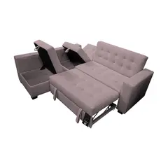 BARAKA HOME - Sofá Cama Multifuncional Kavala 3 Cuerpos - Rosado