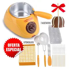 GENERICO - Kit Chocolatera Eléctrica Mostaza + Utensilios + 7 Acetatos