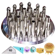 GENERICO - Set de 44 BOQUILLAS profesionales + REGALOS para Repostería