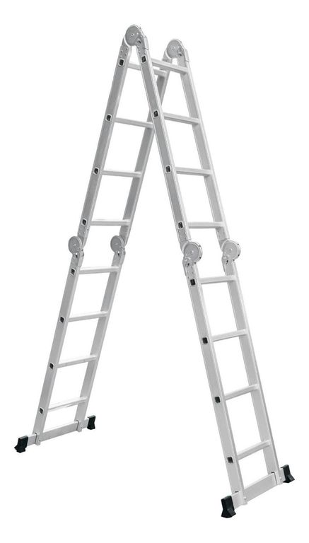 Escalera multiposición articulada 16 peldaños con 2 bandejas