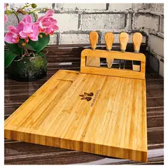 GENERICO - Juego de Tablas para Quesos Premium de Bambú con soporte magnético