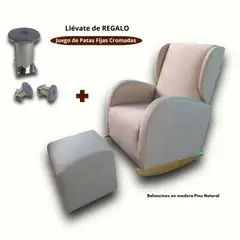 NO LOGO - Sillón Mecedor Marfil CReposapiés + Patas Cromadas