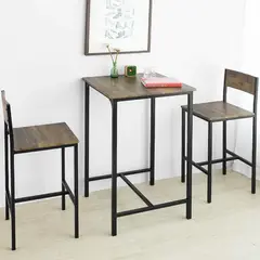VENTITAS HOME - Mesa Bar + 2 Sillas Ivy Carbón
