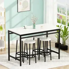 VENTITAS HOME - Mesa Bar + 4 Sillas Williams Blanco y Negro