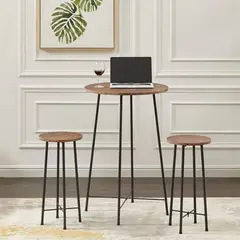 VENTITAS HOME - Mesa Bar + 2 Sillas Bosch Caramelo