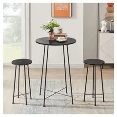 VENTITAS HOME - Mesa Bar + 2 Sillas Bosch Negro