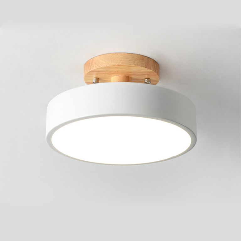 LED Lámpara de Techo Moderna Ø18cm Base de Madera 3 Colores Blanco