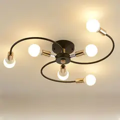 HOME NEAT - Lámpara colgante modelo flor 6 Luces E27 - negro oro