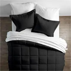 GENERICO - Plumón King Algodón Perú Pima con fundas de almohada Negro