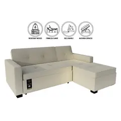 BARAKA HOME - Sofá Cama Seccional Debar Derecho 3 Cuerpos - Ivory
