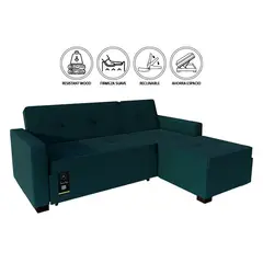 BARAKA HOME - Sofá Cama Seccional Debar Derecho 3 Cuerpos - Cobalto